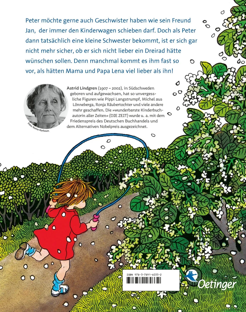 Buchrückseite von 'Ich will auch Geschwister haben' mit Klappentext - Gebundene Ausgabe