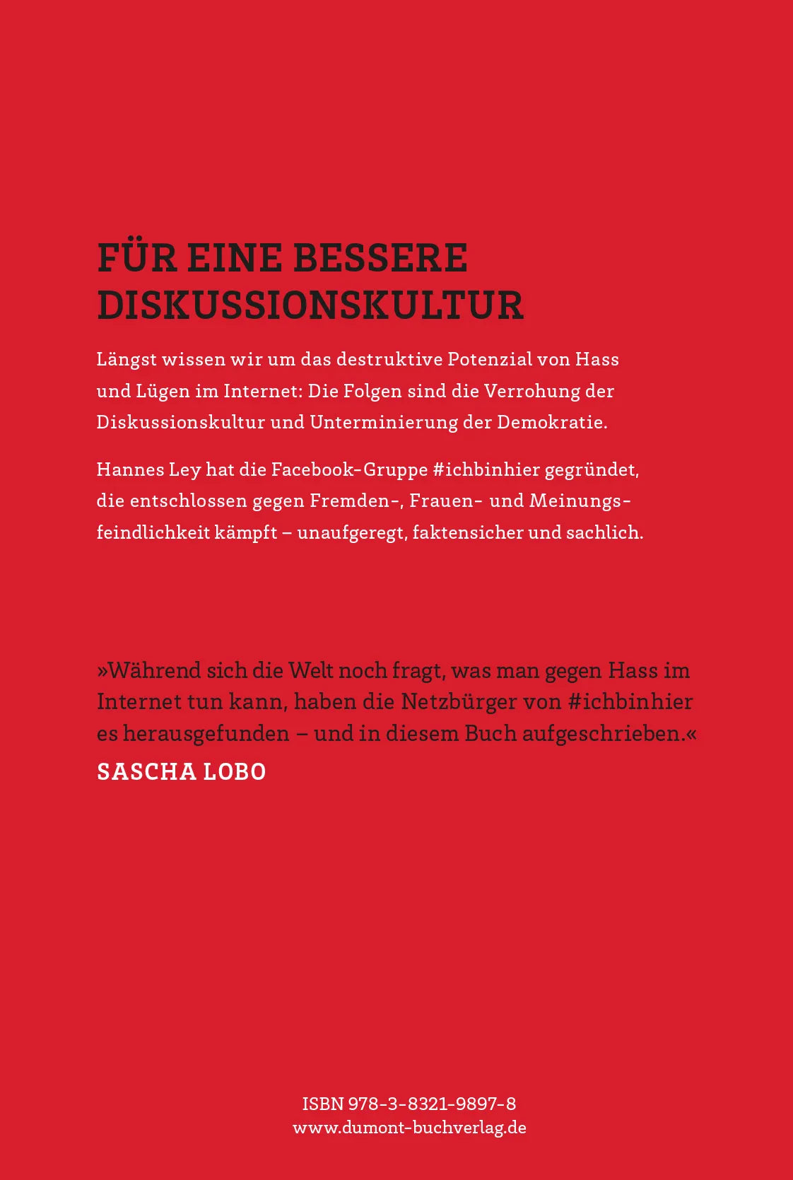 Buchrückseite von '#ichbinhier' mit Klappentext - Gebundene Ausgabe