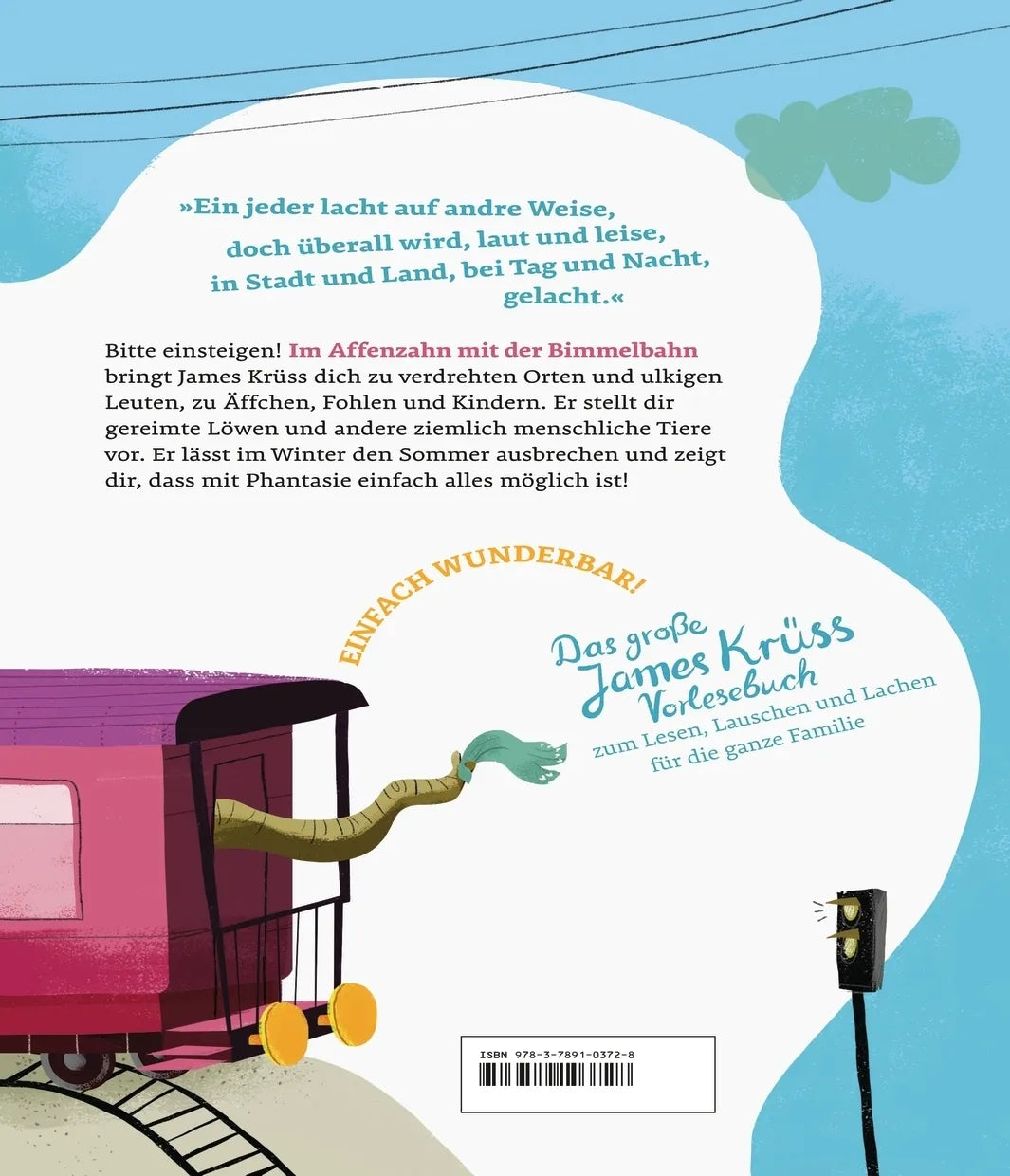 Buchrückseite von 'Im Affenzahn mit der Bimmelbahn' mit Klappentext - Gebundene Ausgabe