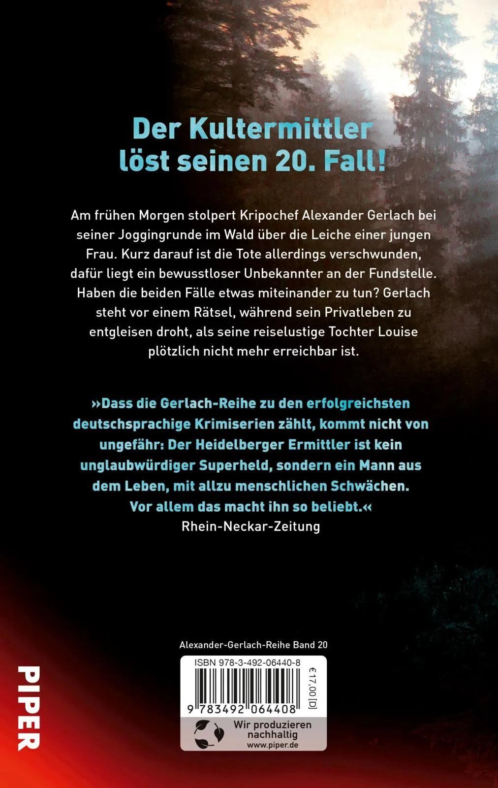 Buchrückseite von 'Im kalten Licht des Morgens' mit Klappentext - Paperback