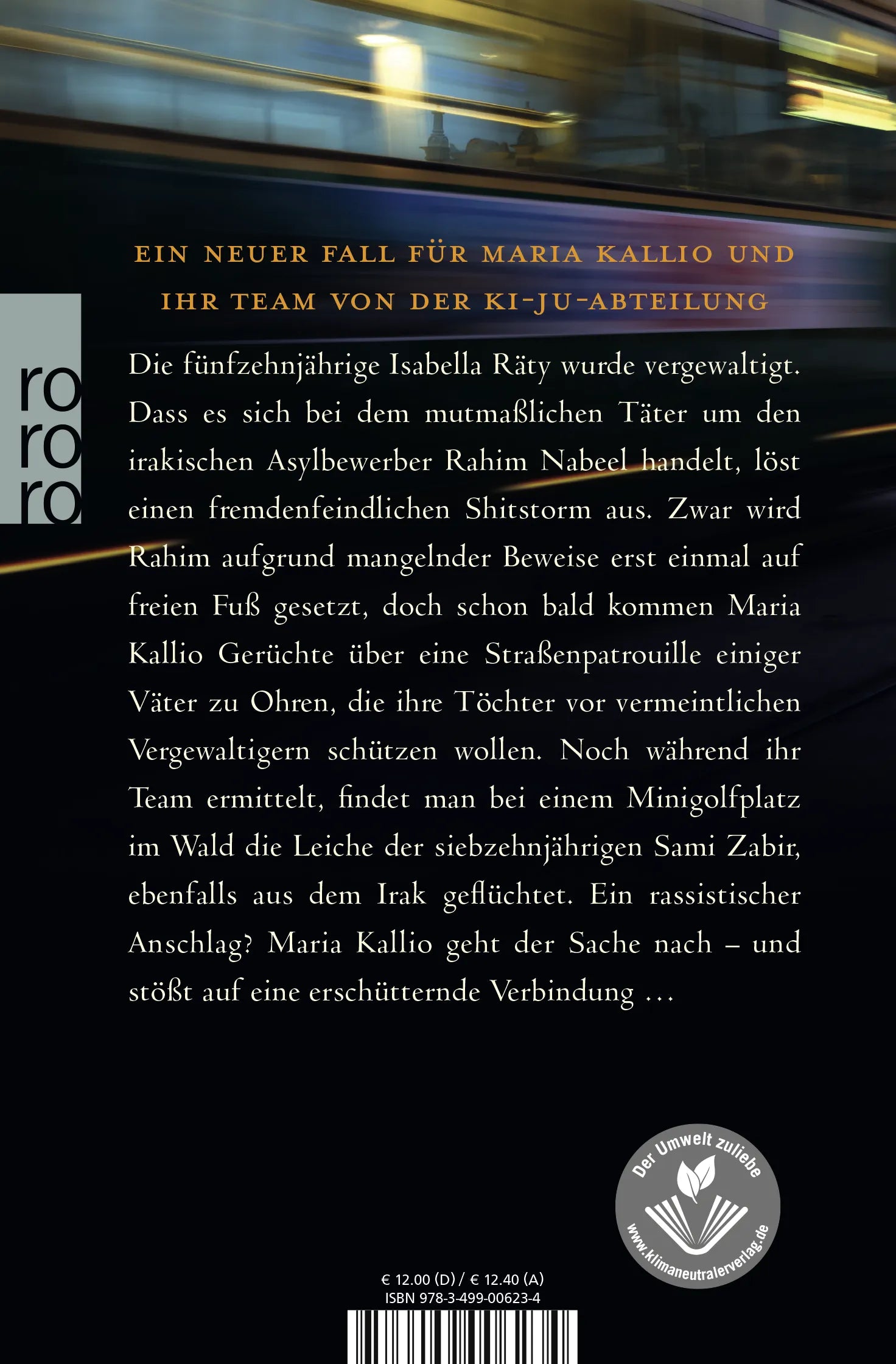 Buchrückseite von 'Im Nachhall des Todes' mit Klappentext - Taschenbuch