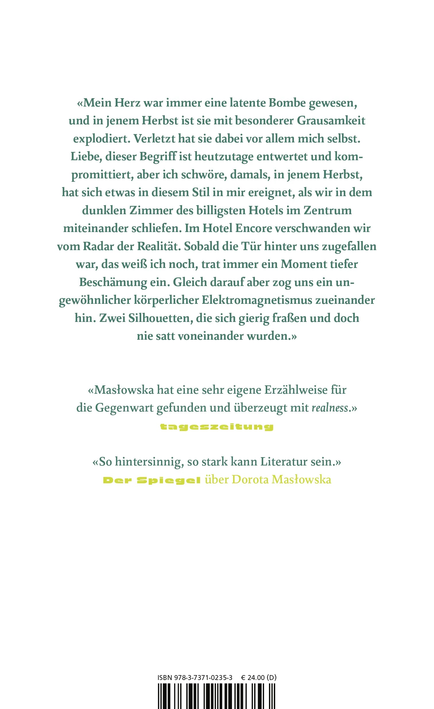 Buchrückseite von 'Im Paradies' mit Klappentext - Gebundene Ausgabe