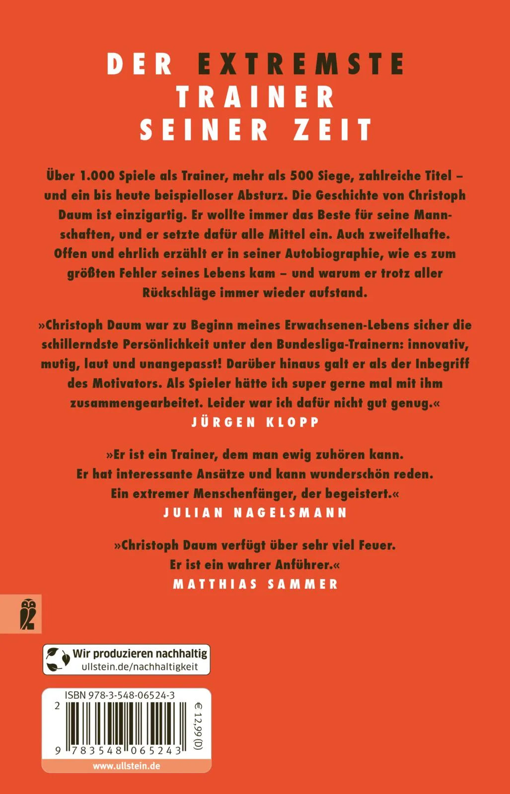 Buchrückseite von 'Immer am Limit' mit Klappentext - Taschenbuch