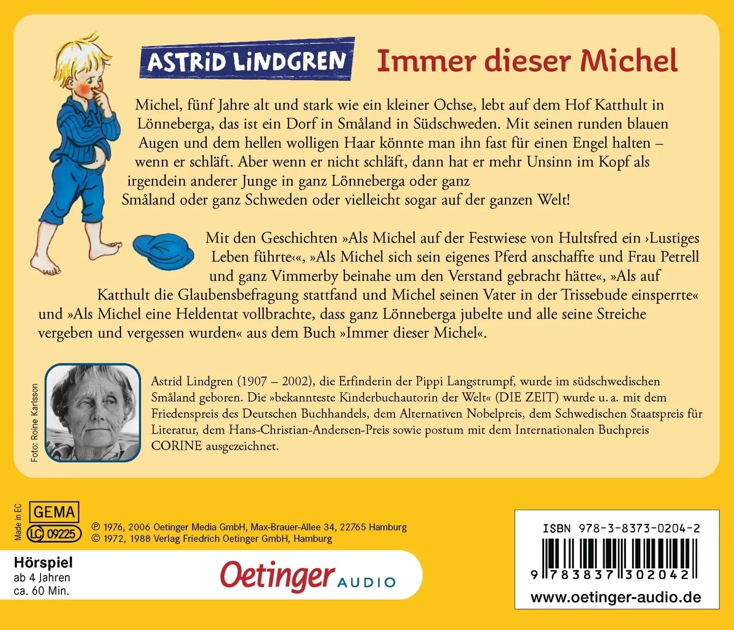 Buchrückseite von 'Immer dieser Michel. Hörspielklassiker' mit Klappentext - Hörbuch (CD)