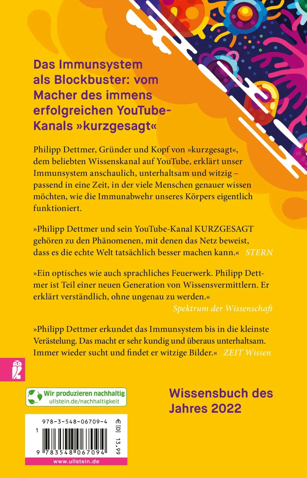 Buchrückseite von 'Immun' mit Klappentext - Taschenbuch