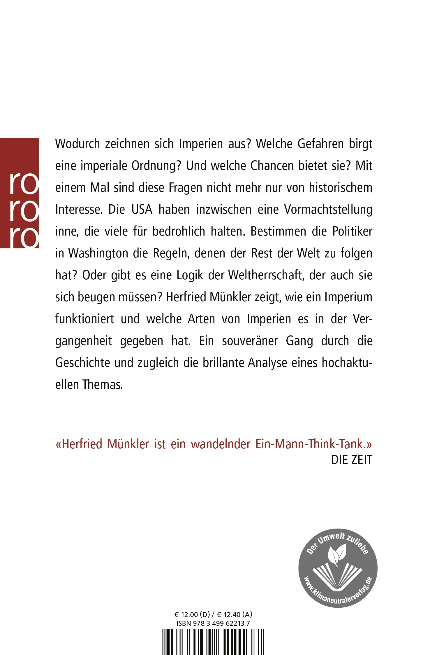Buchrückseite von 'Imperien' mit Klappentext - Taschenbuch