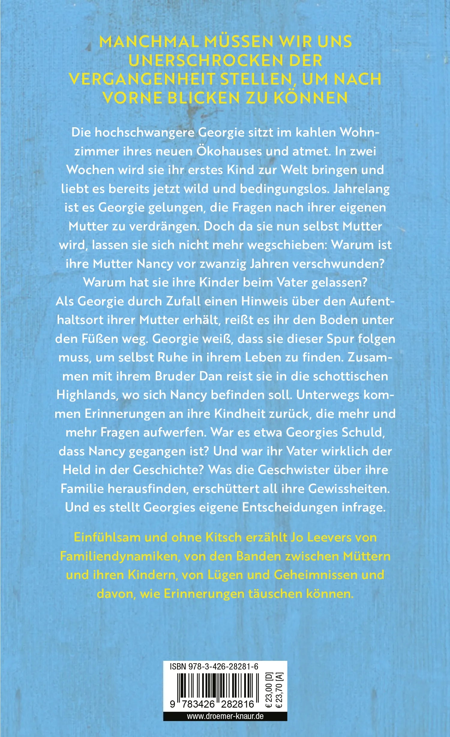 Buchrückseite von 'In den Augen meiner Mutter' mit Klappentext - Gebundene Ausgabe