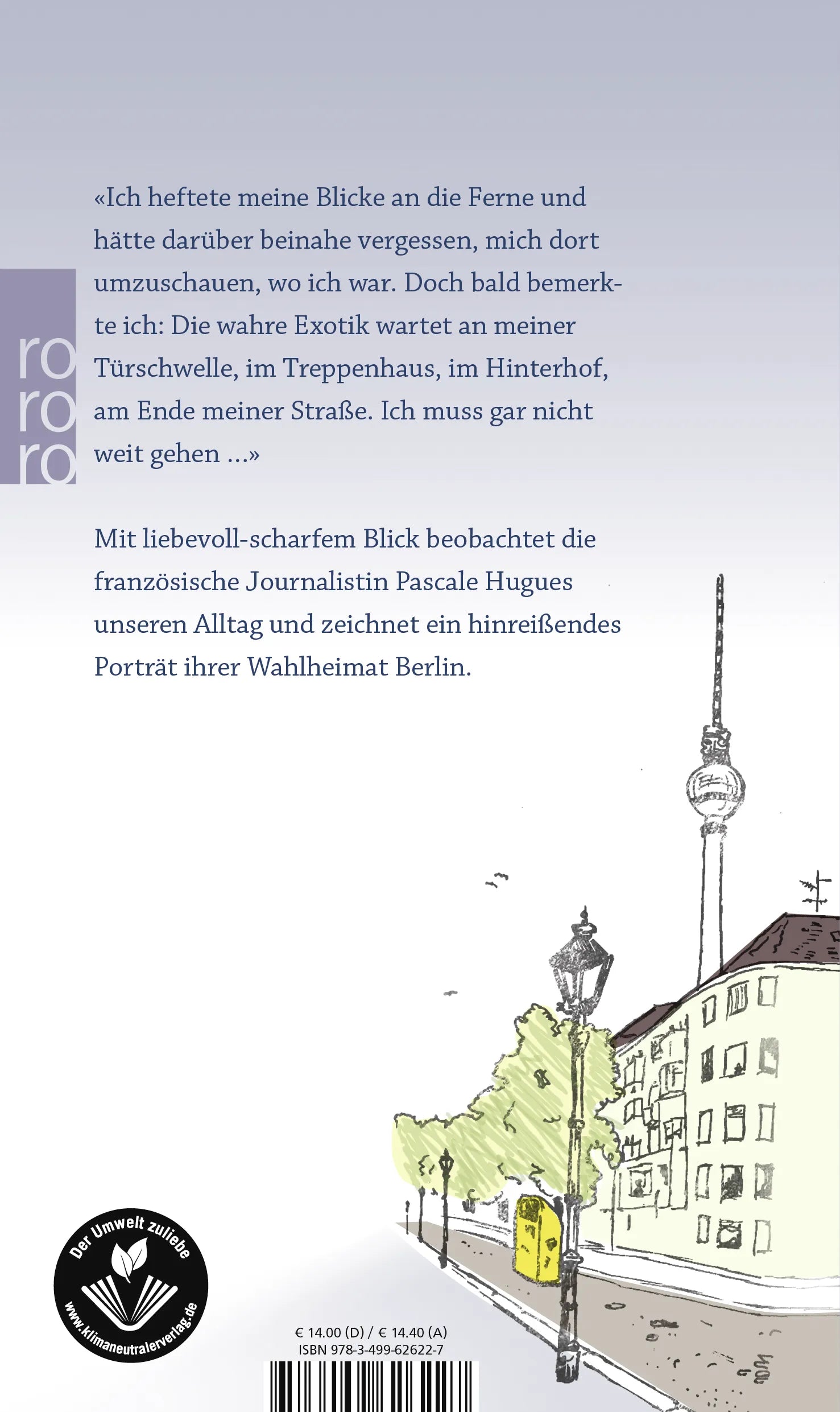 Buchrückseite von 'In den Vorgärten blüht Voltaire' mit Klappentext - Paperback