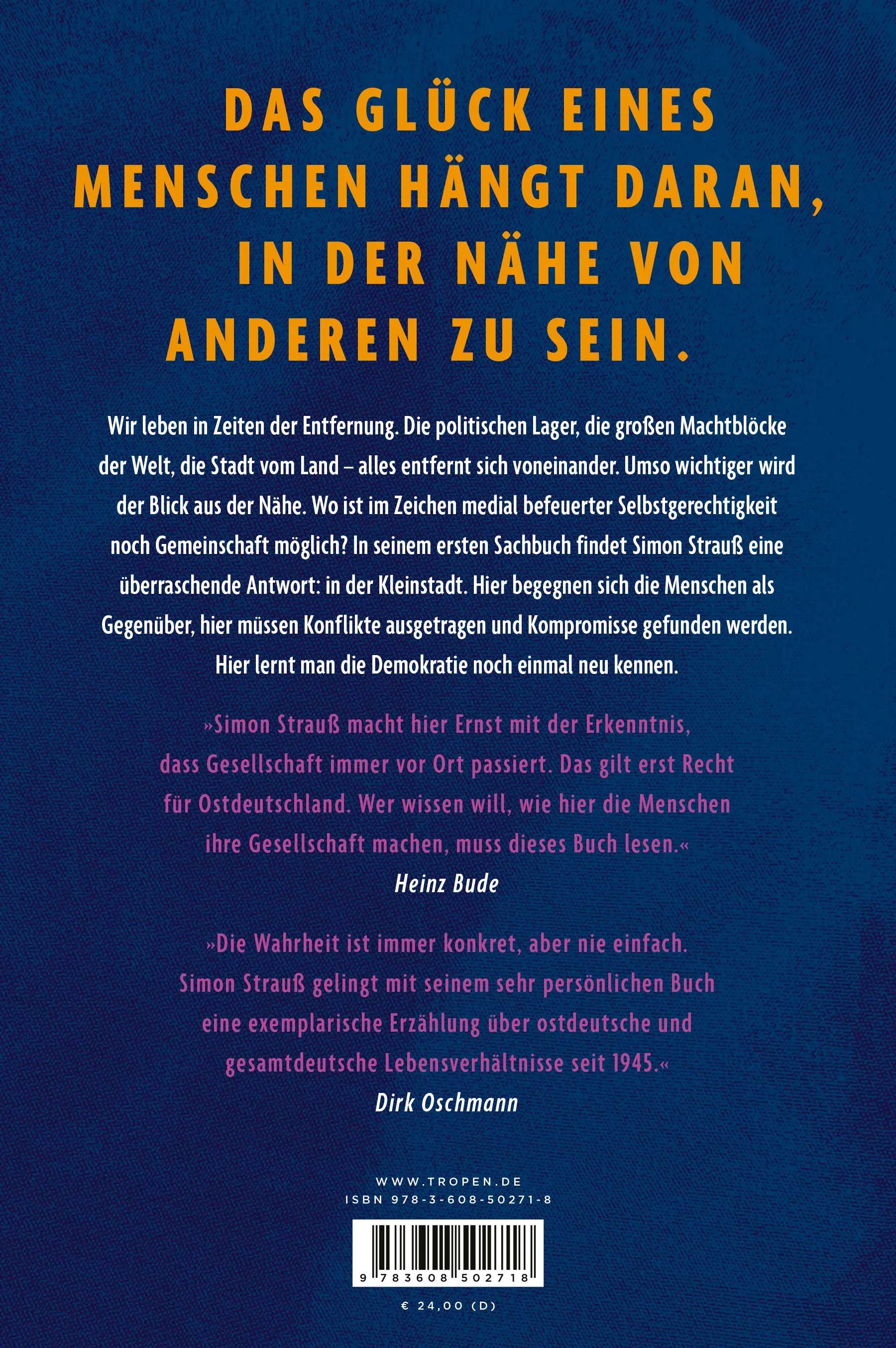 Buchrückseite von 'In der Nähe' mit Klappentext - Gebundene Ausgabe