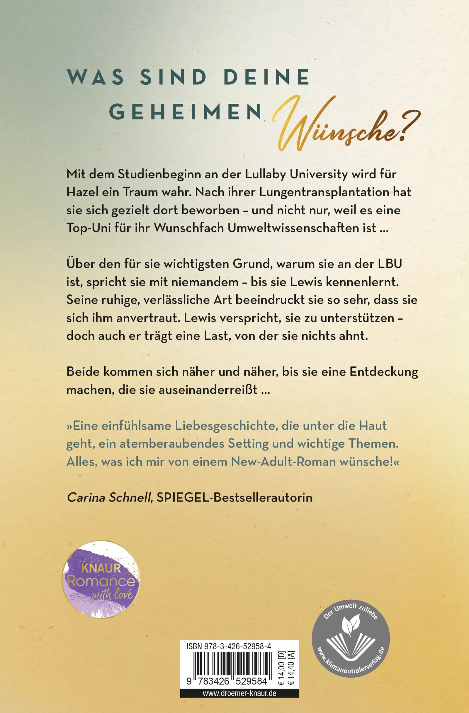 Buchrückseite von 'In jedem Atemzug nur Du' mit Klappentext - Paperback