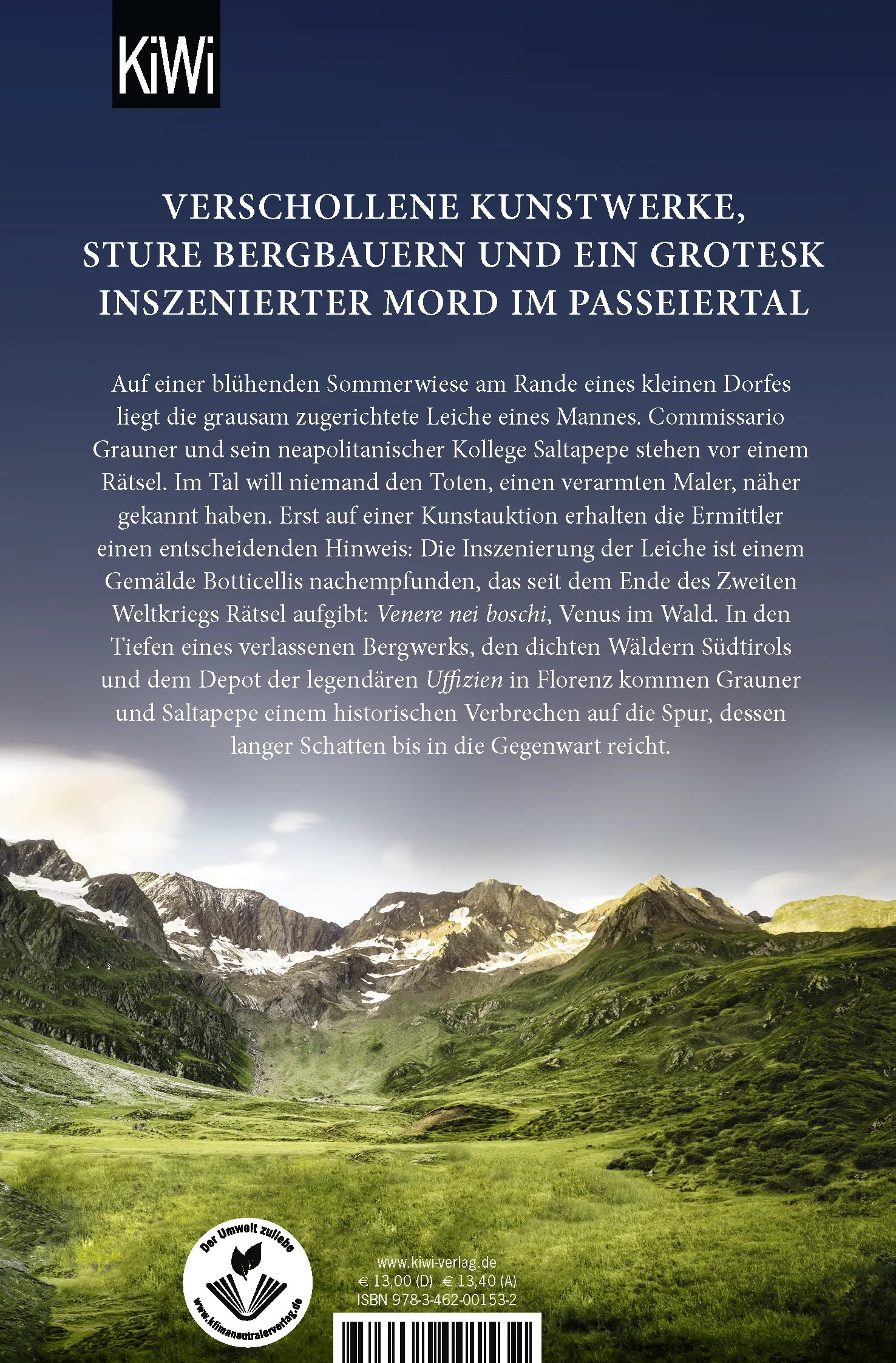 Buchrückseite von 'In tiefen Seen' mit Klappentext - Taschenbuch