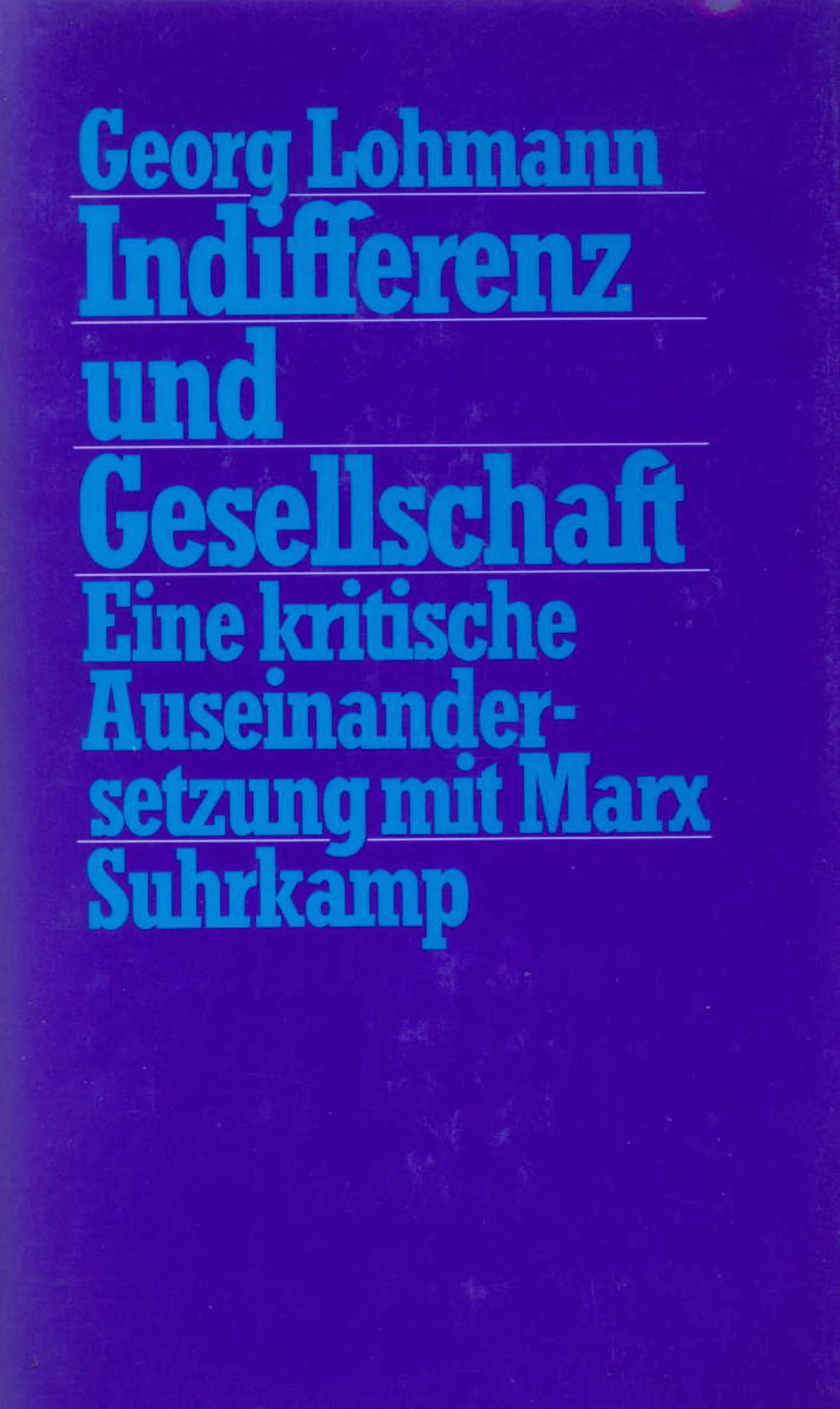 Buchcover von 'Indifferenz und Gesellschaft' - Gebundene Ausgabe von Georg Lohmann