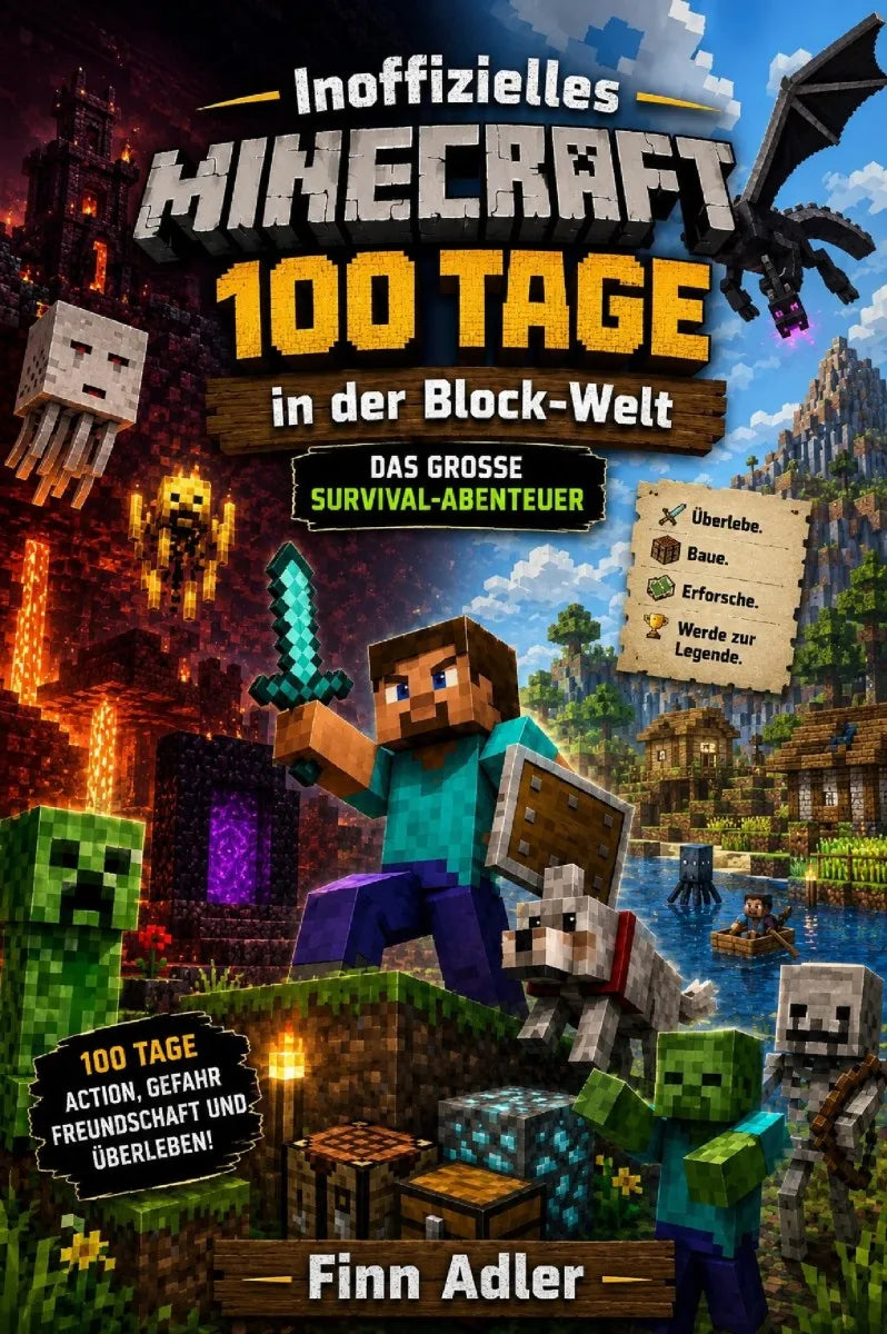 Cover: Inoffizielles Minecraft 100 Tage in der Block-Welt: Das große Survival-Abenteuer (E-Book) von Finn Adler