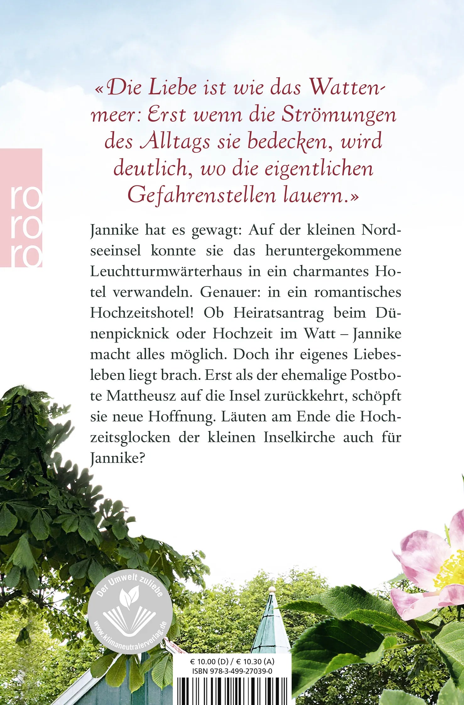 Buchrückseite von 'Inselhochzeit' mit Klappentext - Taschenbuch