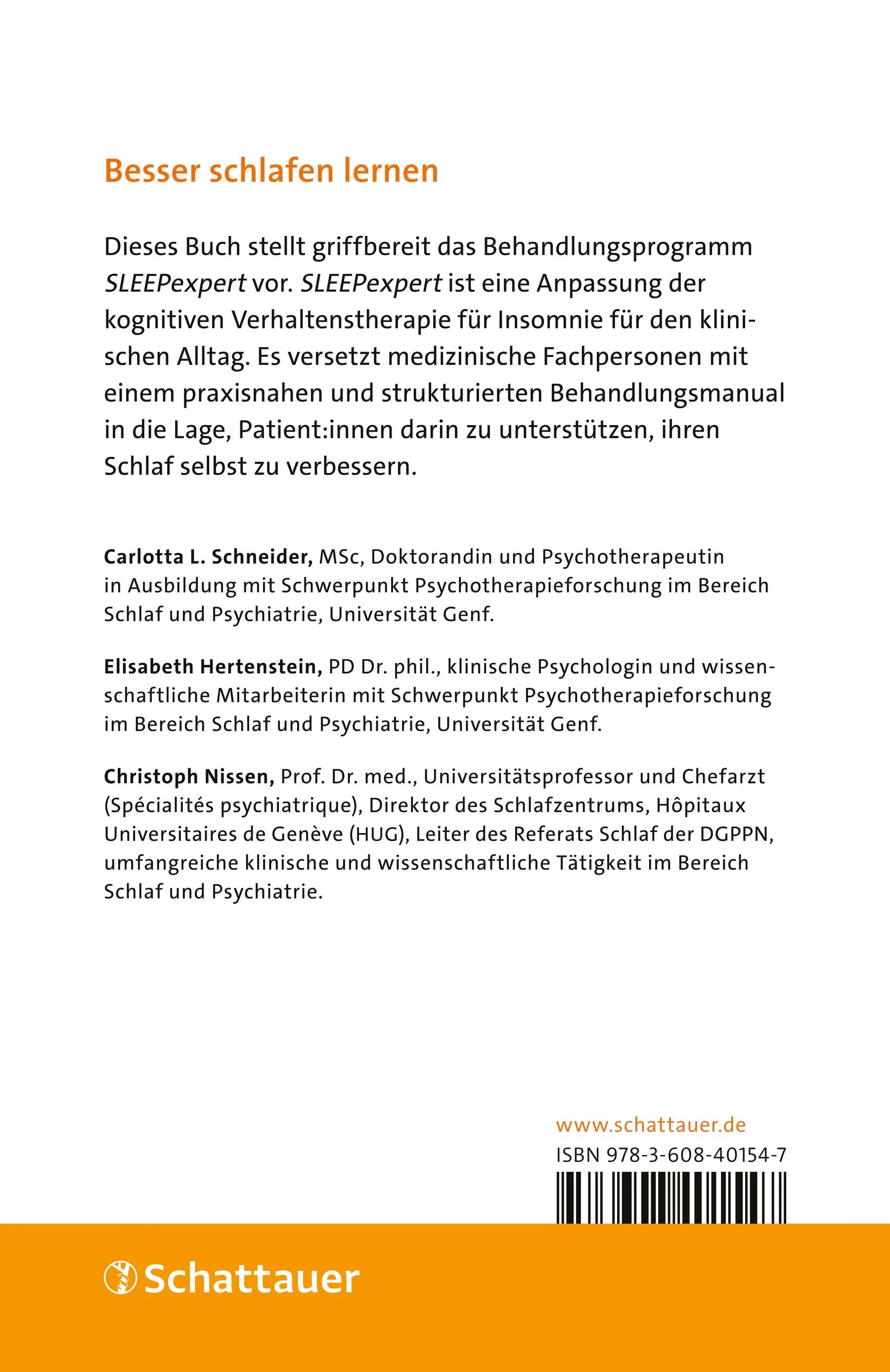 Buchrückseite von 'Insomnie' mit Klappentext - Paperback