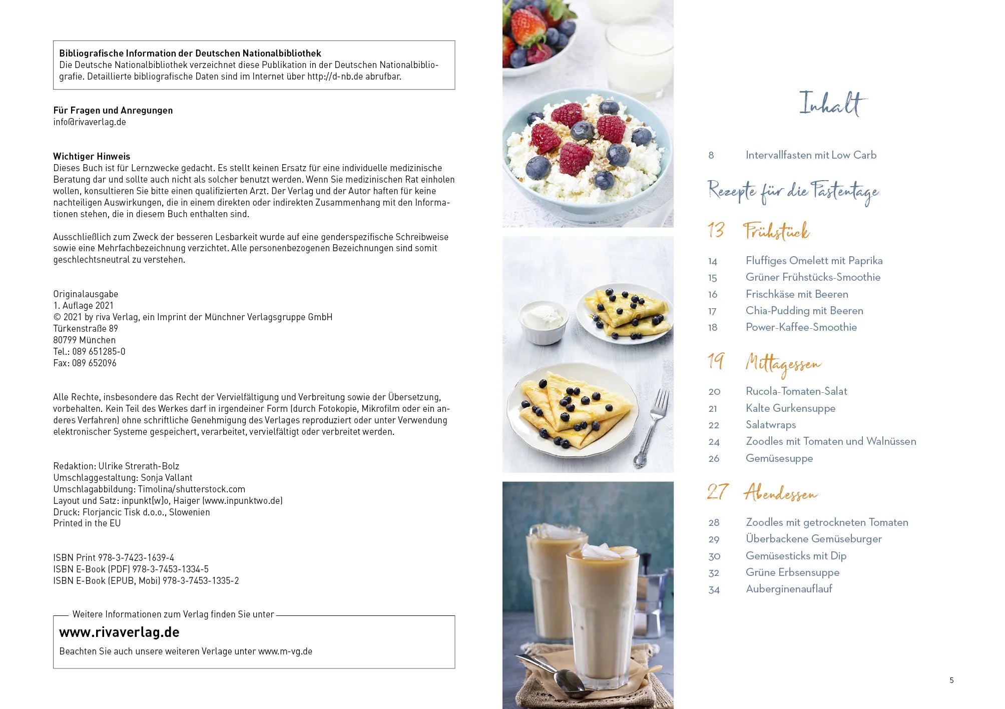 Innenansicht von 'Intervallfasten Low Carb' - Taschenbuch