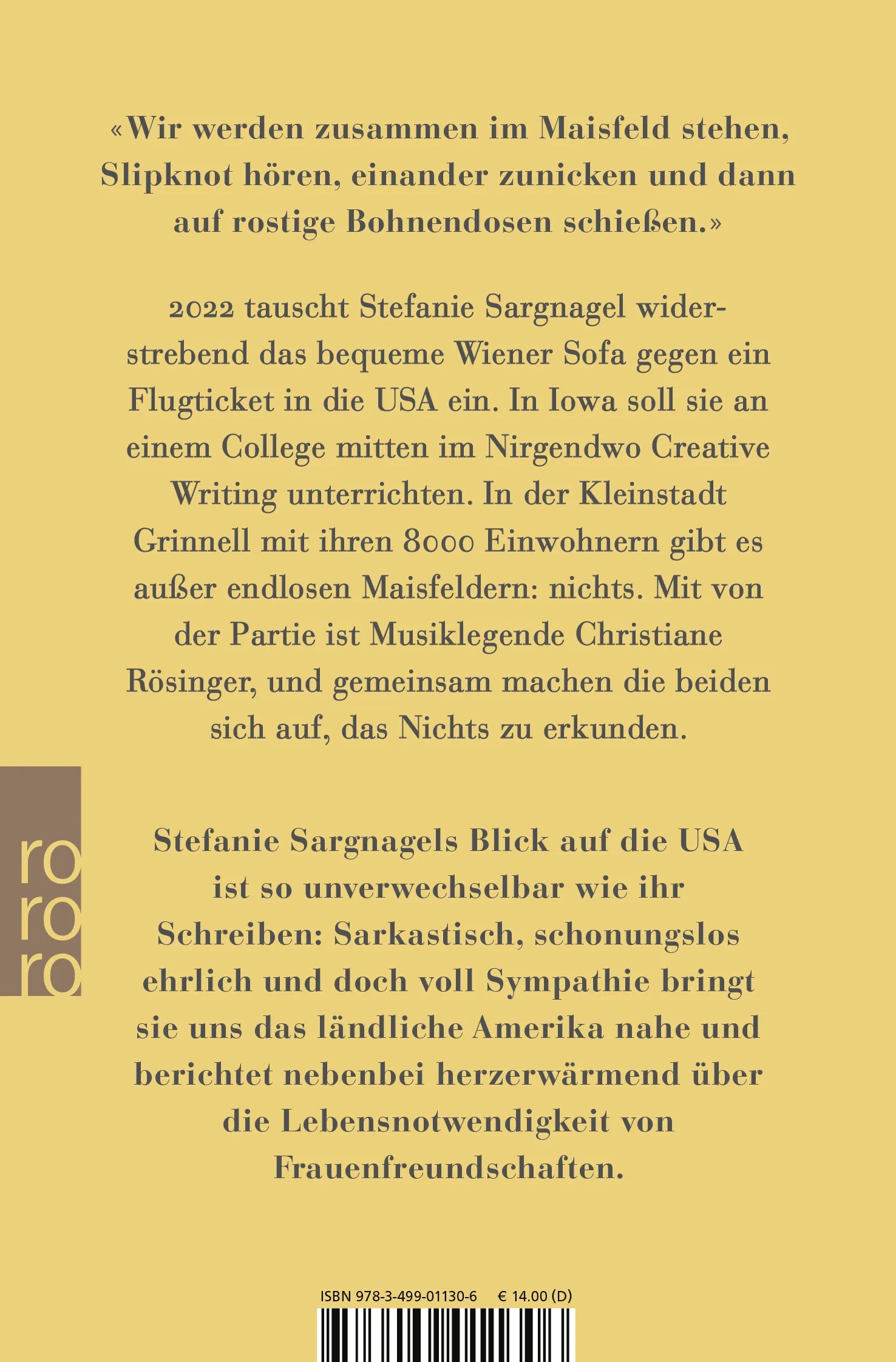 Buchrückseite von 'Iowa' mit Klappentext - Taschenbuch