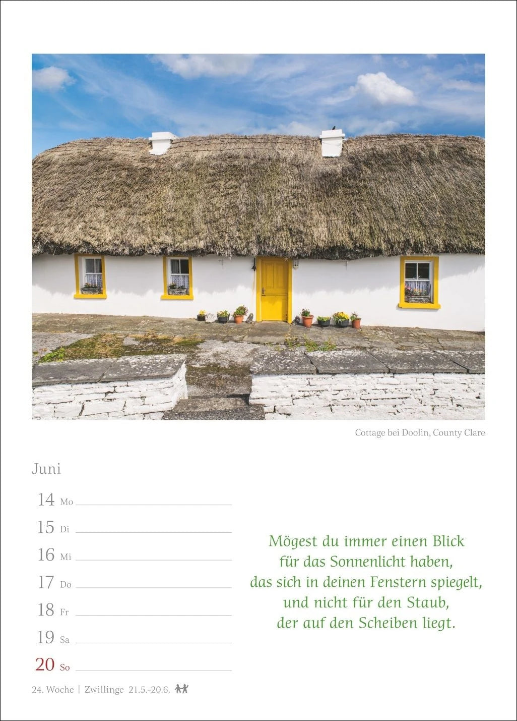 Irische Segenswünsche Wochenkalender 2027 - mit Zitaten – Ansicht