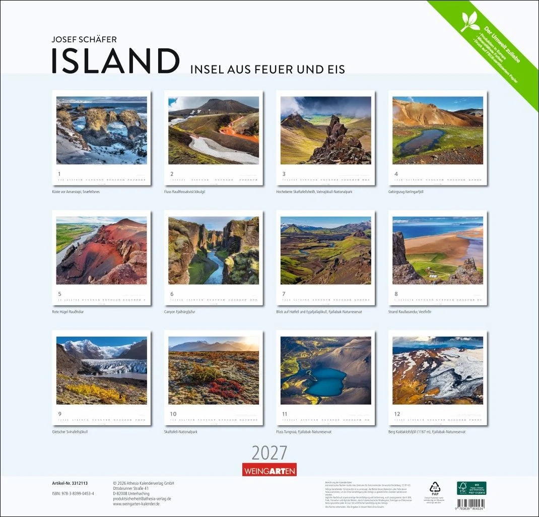 Island Kalender 2027 - Insel aus Feuer und Eis – Ansicht