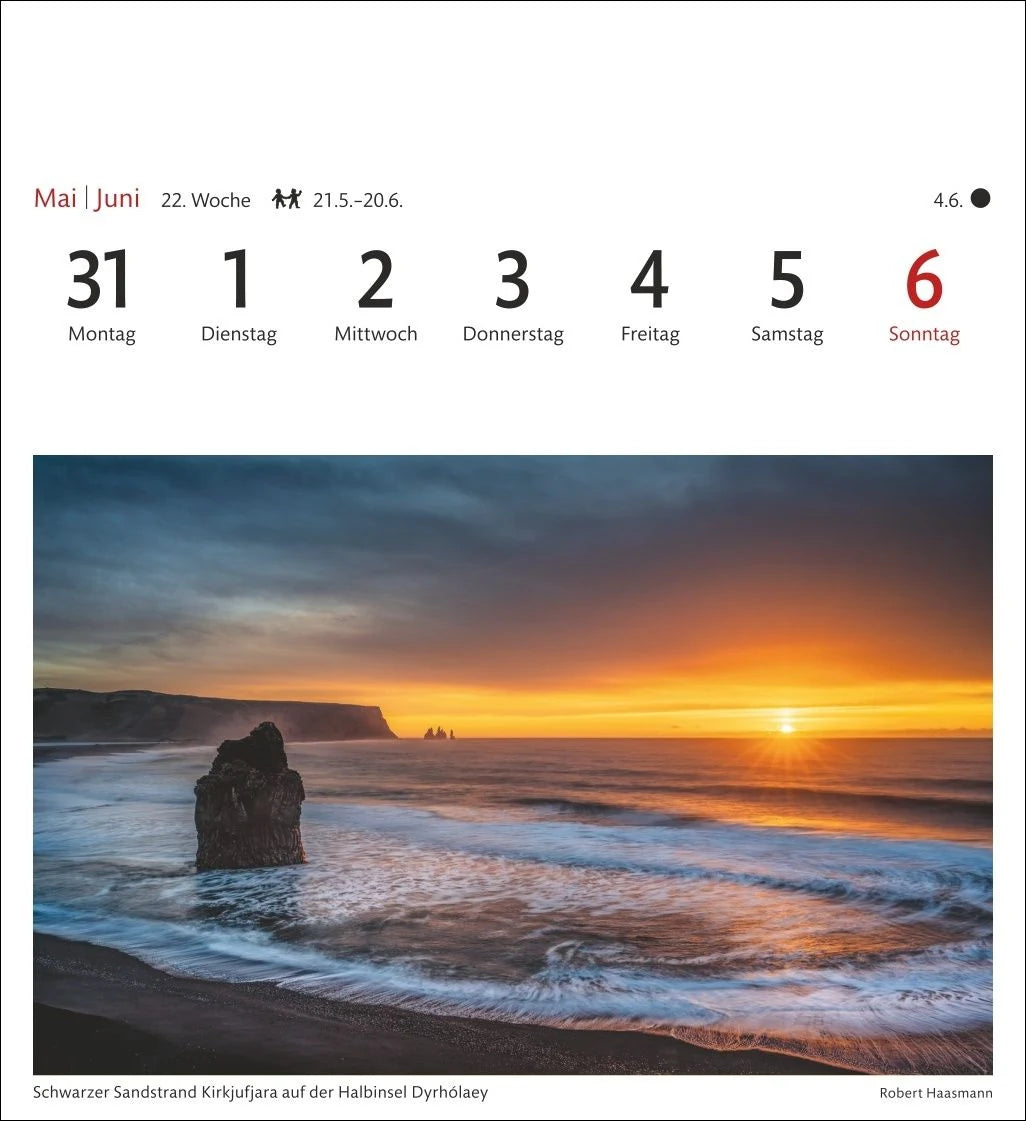 Island Sehnsuchtskalender 2027 - Wochenkalender mit 53 Postkarten – Ansicht