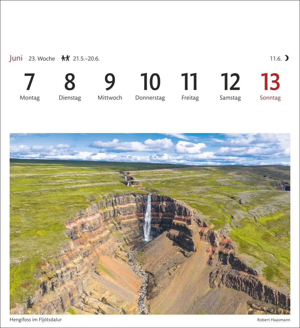 Island Sehnsuchtskalender 2027 - Wochenkalender mit 53 Postkarten – Ansicht