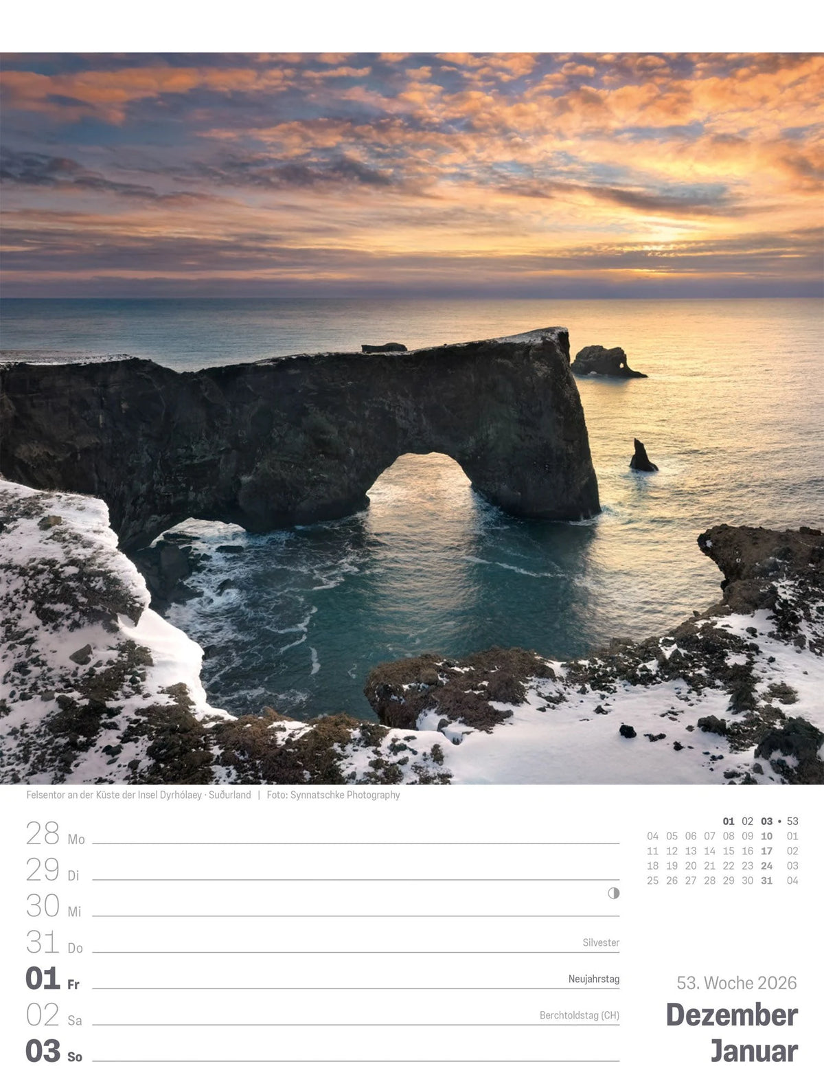 Island Wochenplaner Kalender 2027 | Die Insel aus Feuer und Eis – Ansicht