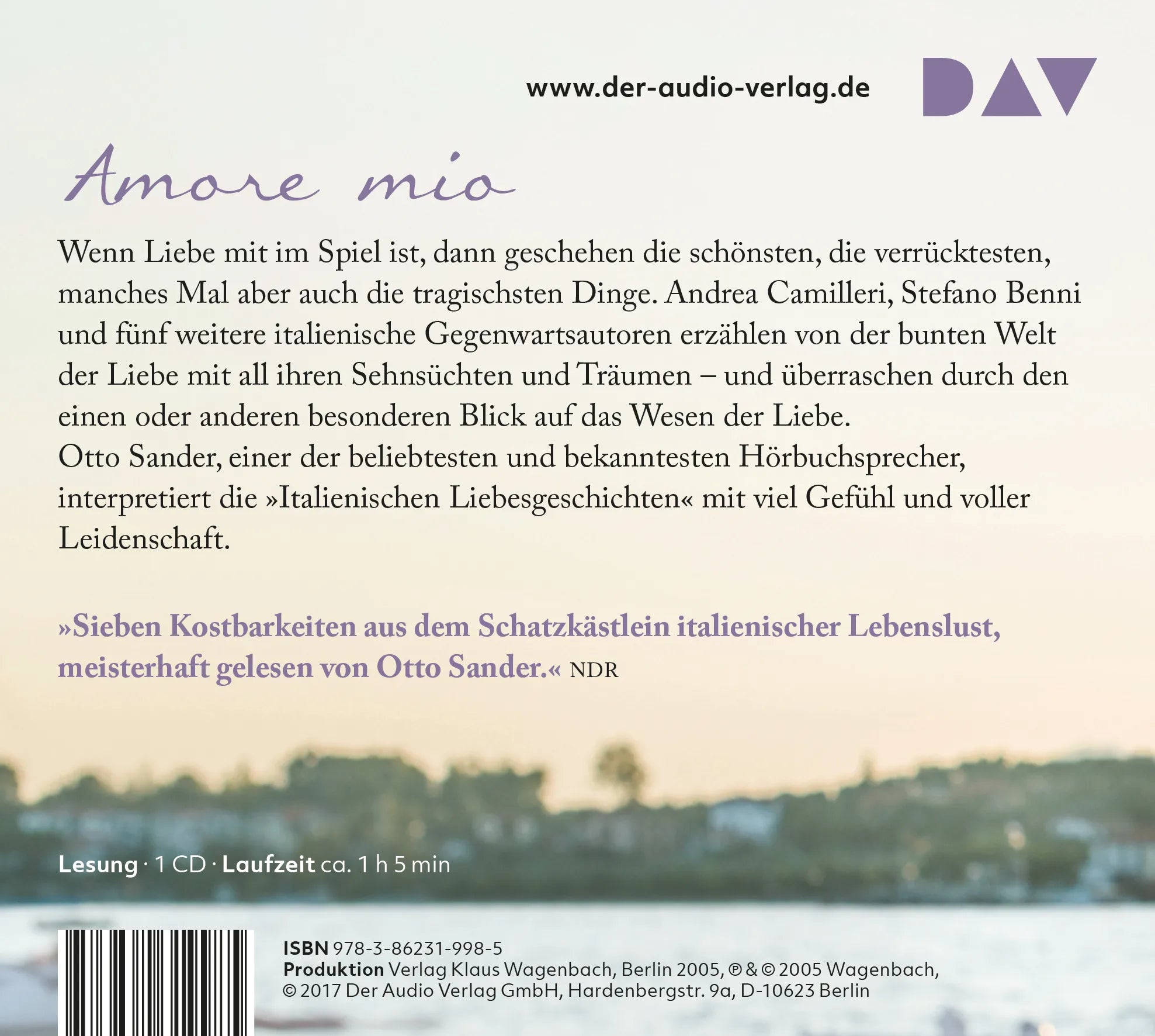 Buchrückseite von 'Italienische Liebesgeschichten' mit Klappentext - Hörbuch (CD)