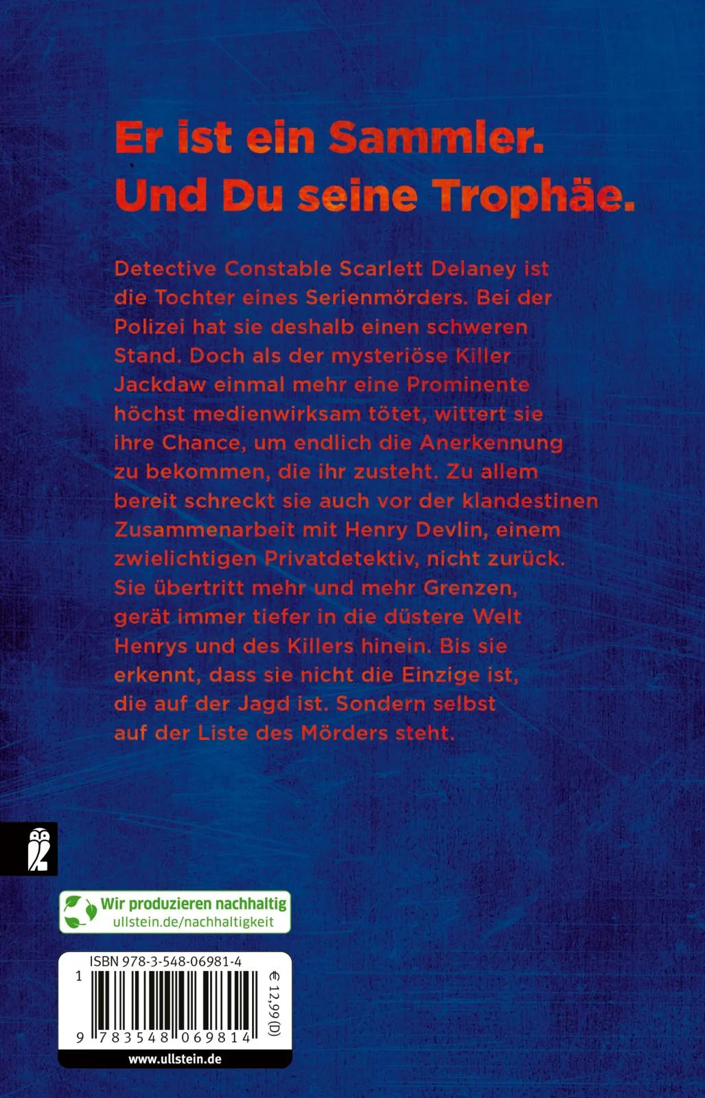 Buchrückseite von 'Jackdaw' mit Klappentext - Taschenbuch