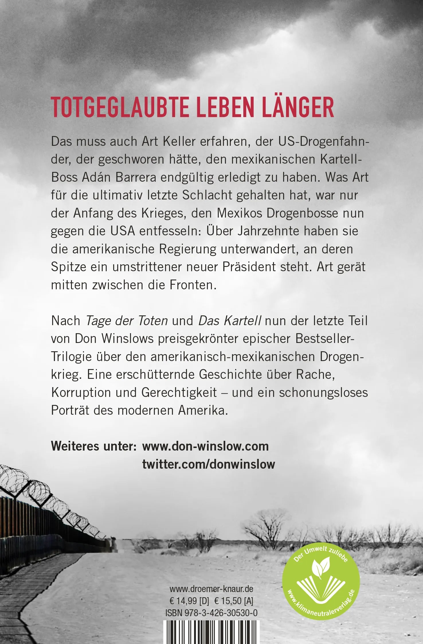 Buchrückseite von 'Jahre des Jägers' mit Klappentext - Taschenbuch