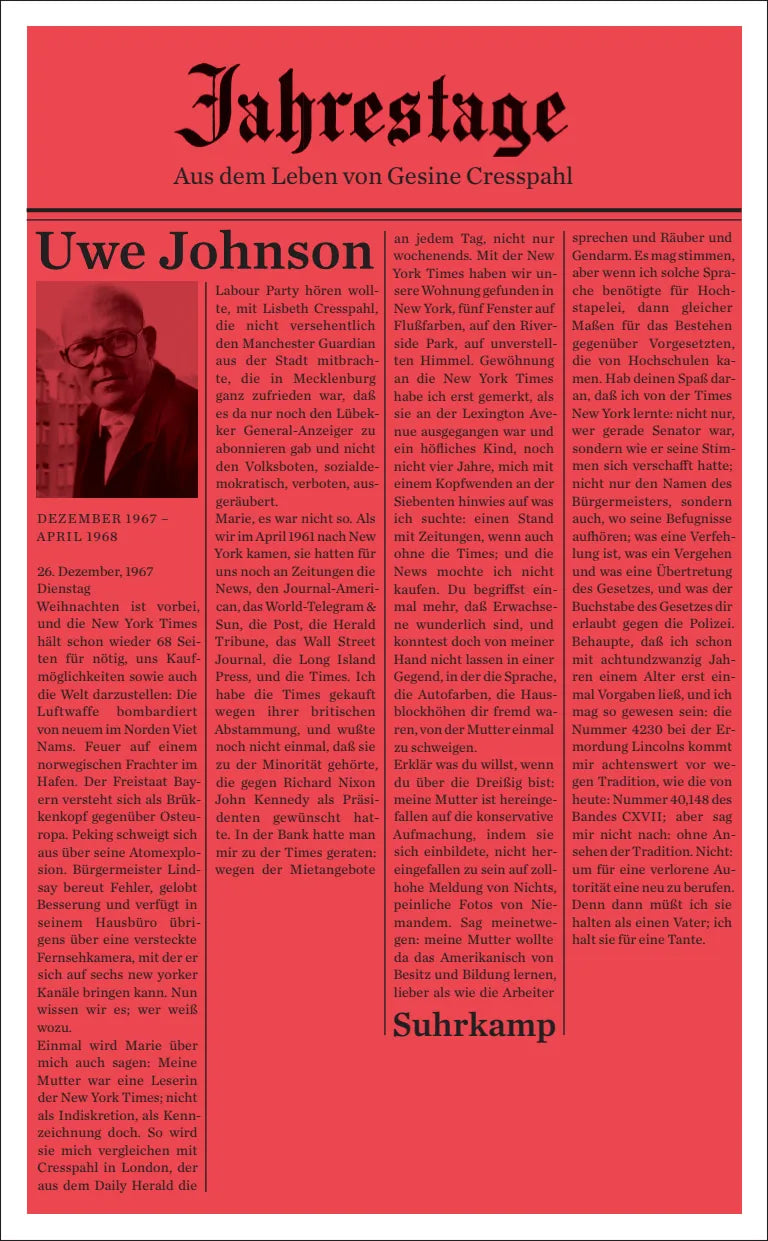 Buchcover von 'Jahrestage 2' - Taschenbuch von Uwe Johnson