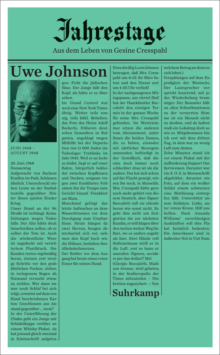 Buchcover von 'Jahrestage 4' - Taschenbuch von Uwe Johnson