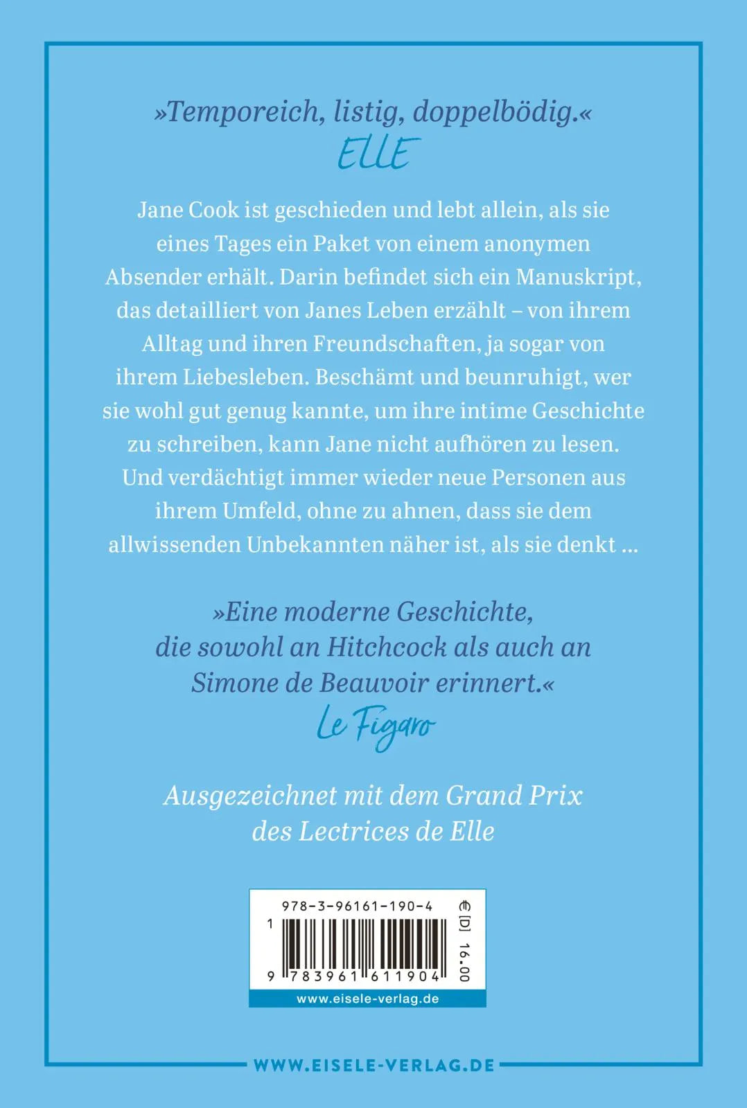 Buchrückseite von 'Janes Roman' mit Klappentext - Taschenbuch