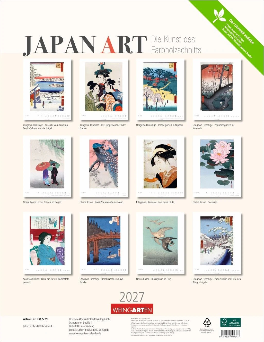 Japan Art Kalender 2027 - Die Kunst des Farbholzsschnitts – Ansicht