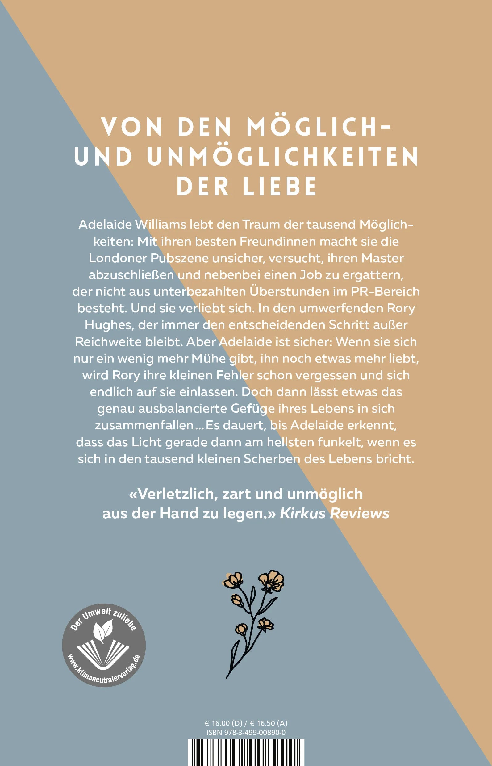 Buchrückseite von 'Jedes Herz ist ein Puzzle aus Scherben' mit Klappentext - Paperback