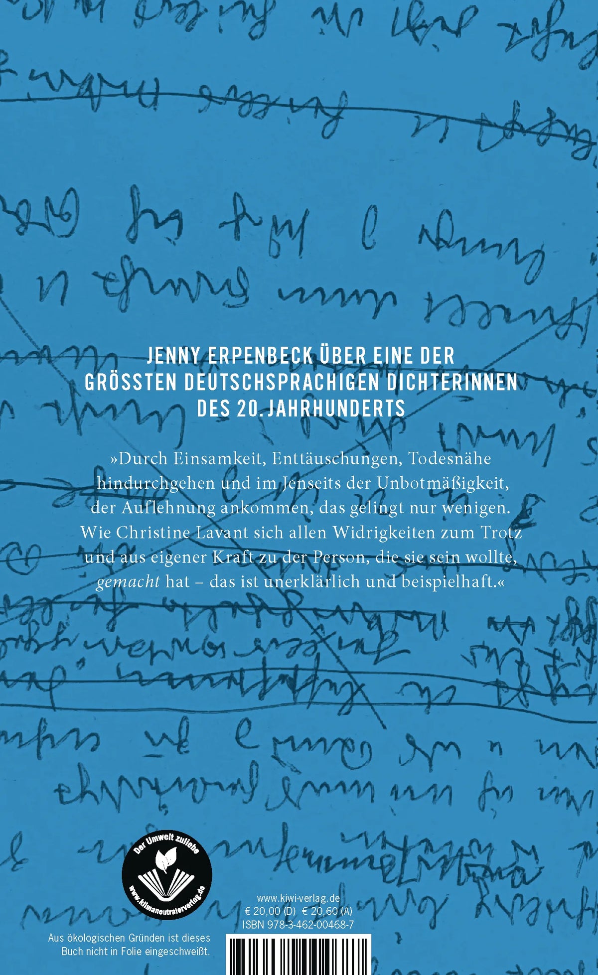 Rückseite: Jenny Erpenbeck über Christine Lavant (Hardcover)