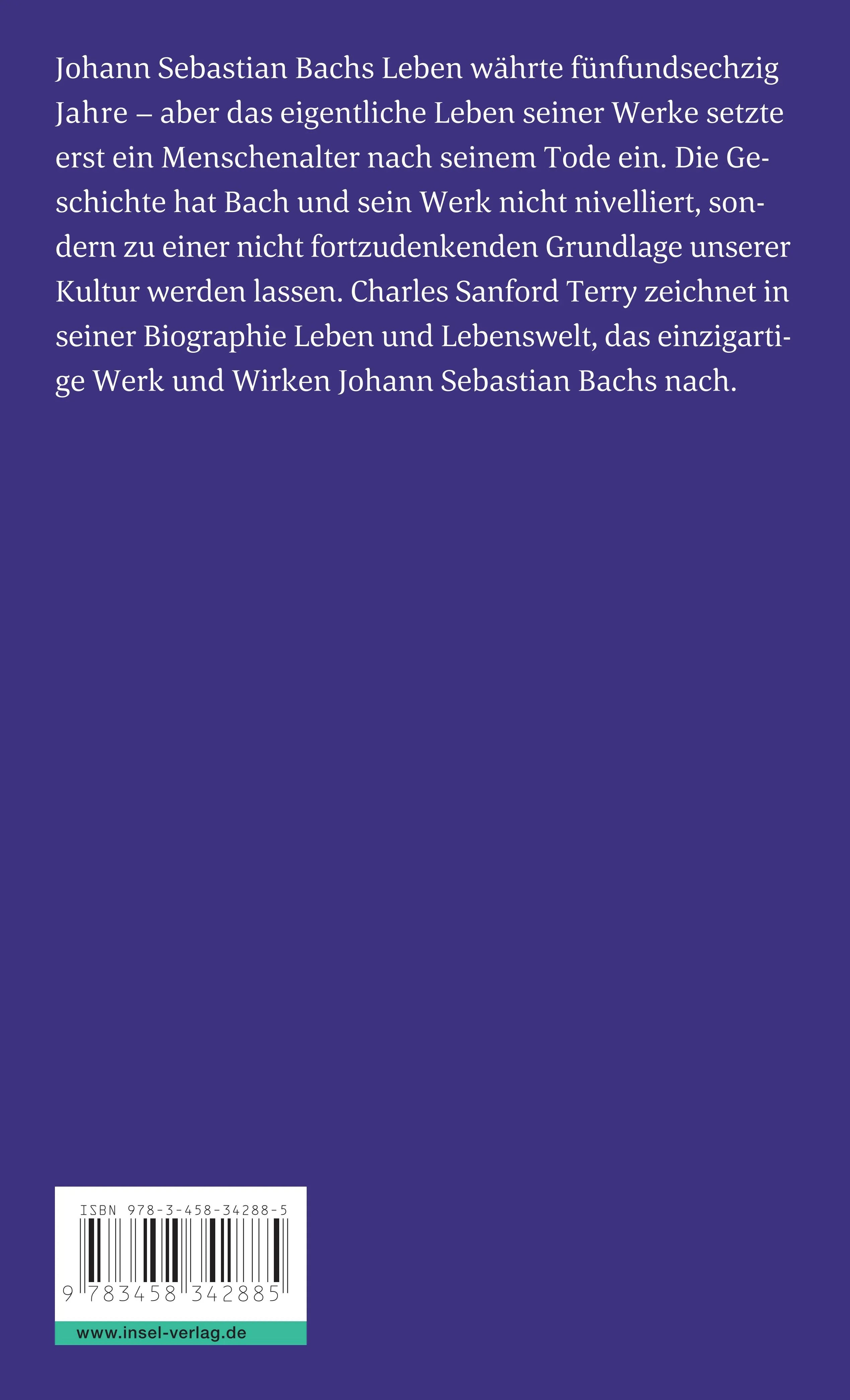 Buchrückseite von 'Johann Sebastian Bach' mit Klappentext - Taschenbuch