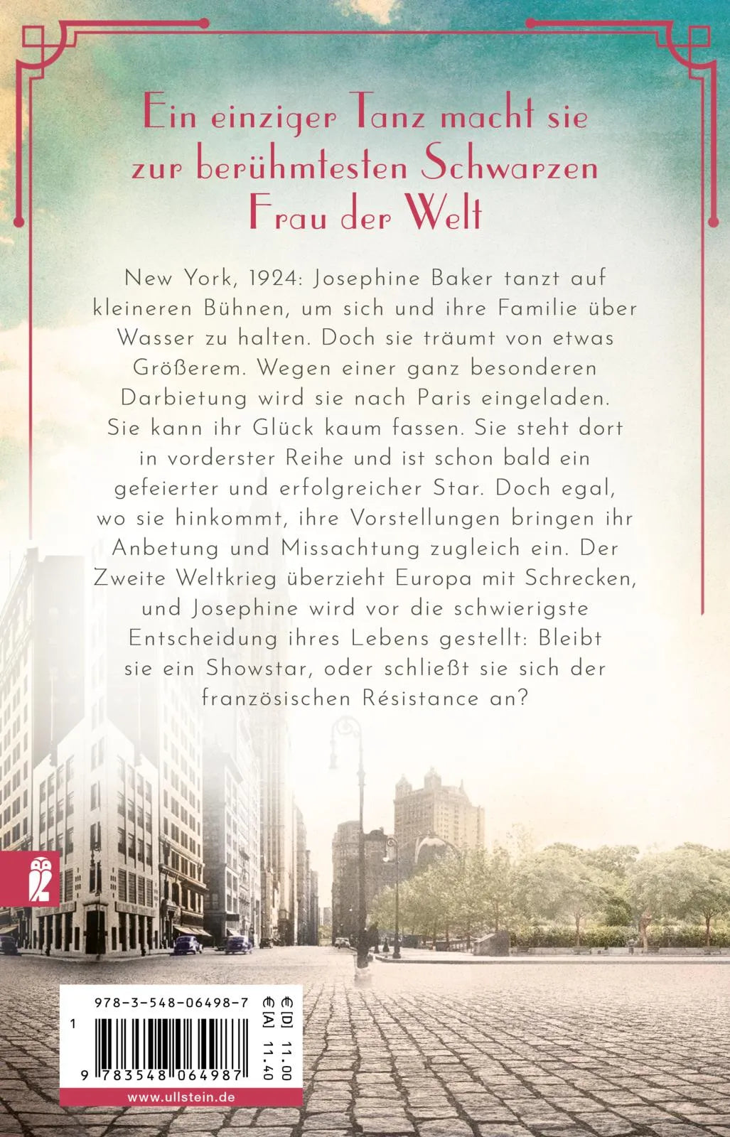 Buchrückseite von 'Josephine Baker und der Tanz des Lebens' mit Klappentext - Taschenbuch