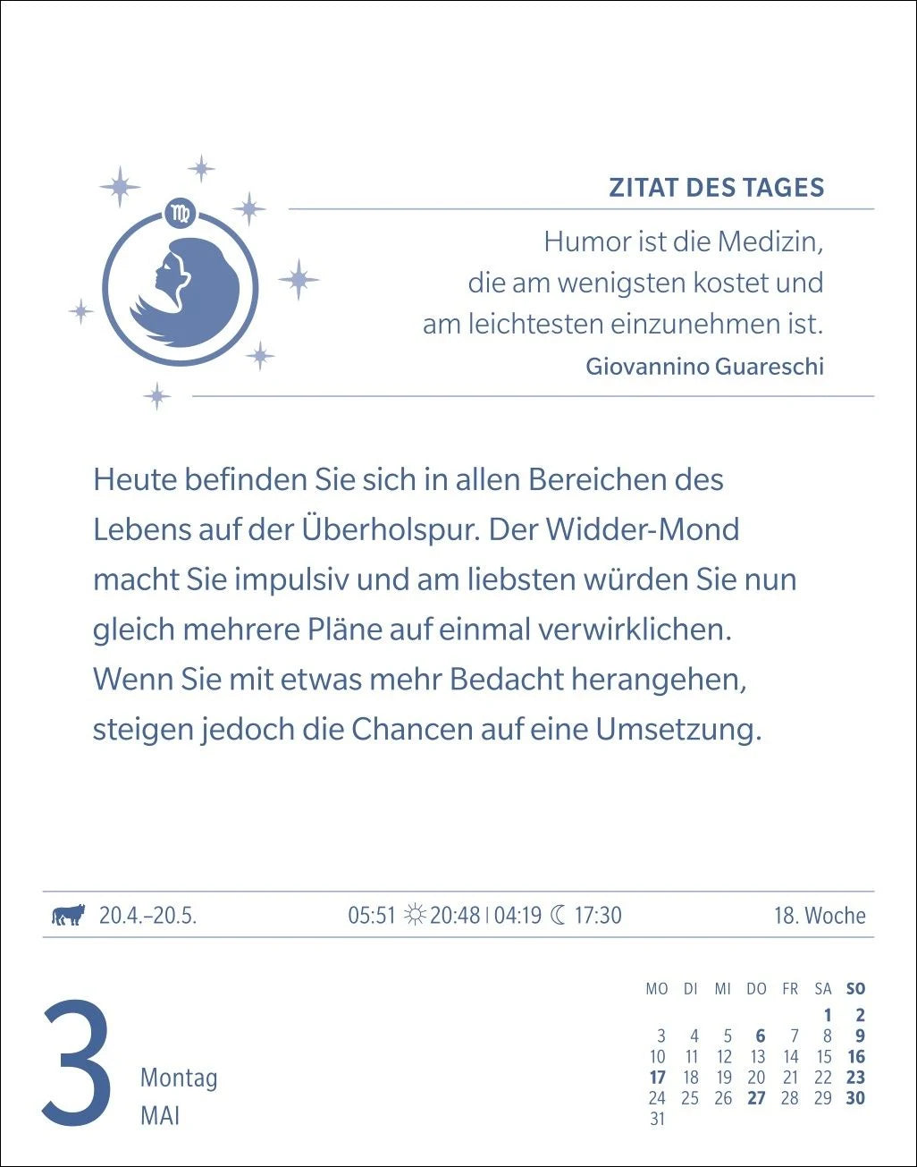 Jungfrau Sternzeichenkalender 2027 - Tagesabreißkalender - Ihr Horoskop für jeden Tag – Ansicht