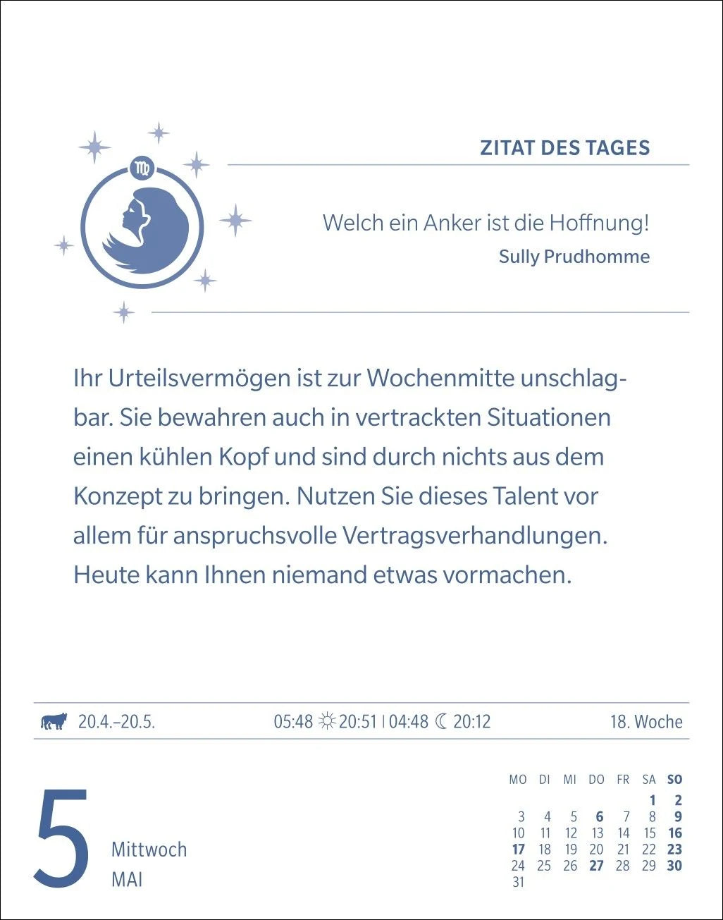 Jungfrau Sternzeichenkalender 2027 - Tagesabreißkalender - Ihr Horoskop für jeden Tag – Ansicht