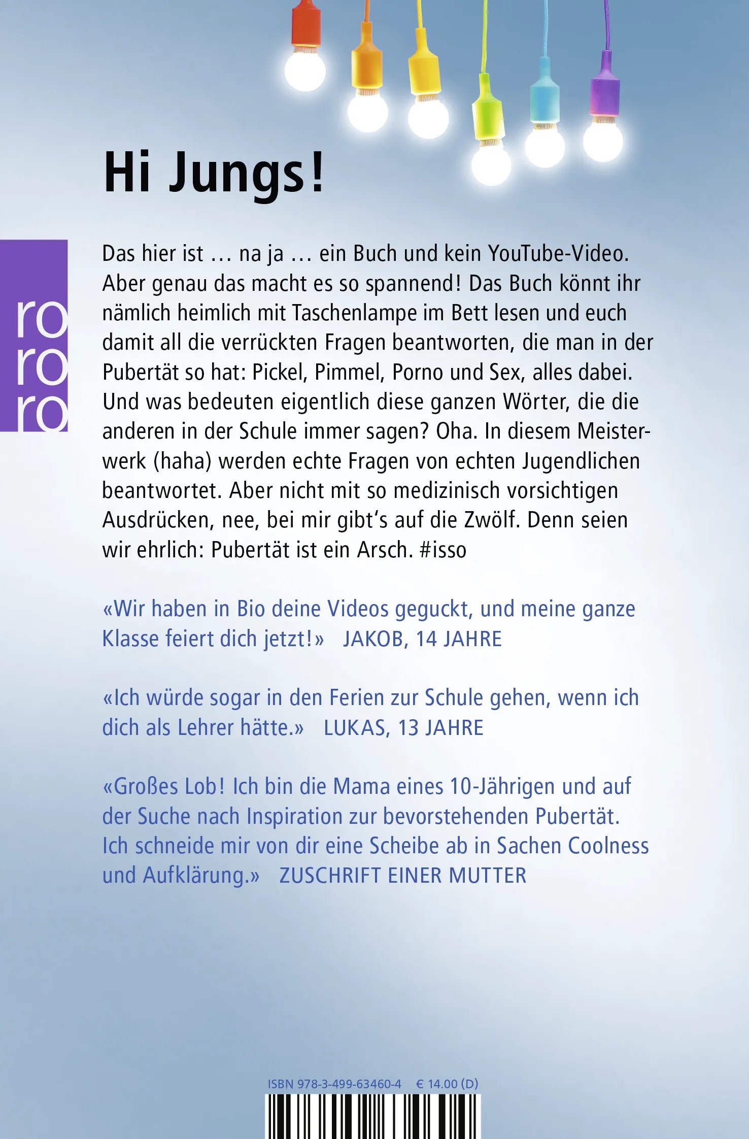 Buchrückseite von 'Jungsfragen' mit Klappentext - Taschenbuch