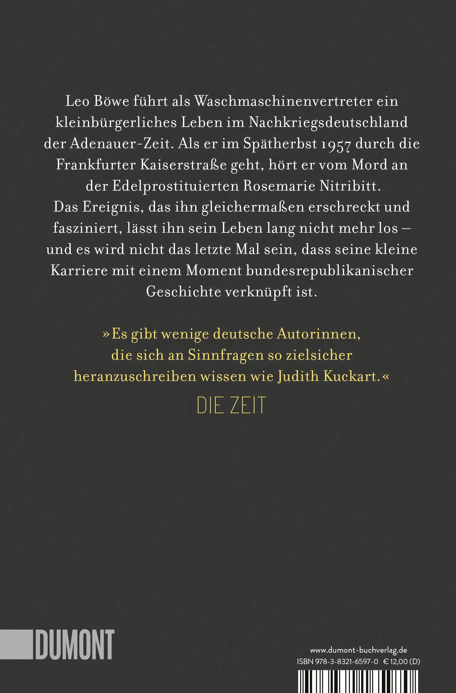 Buchrückseite von 'Kaiserstraße' mit Klappentext - Taschenbuch