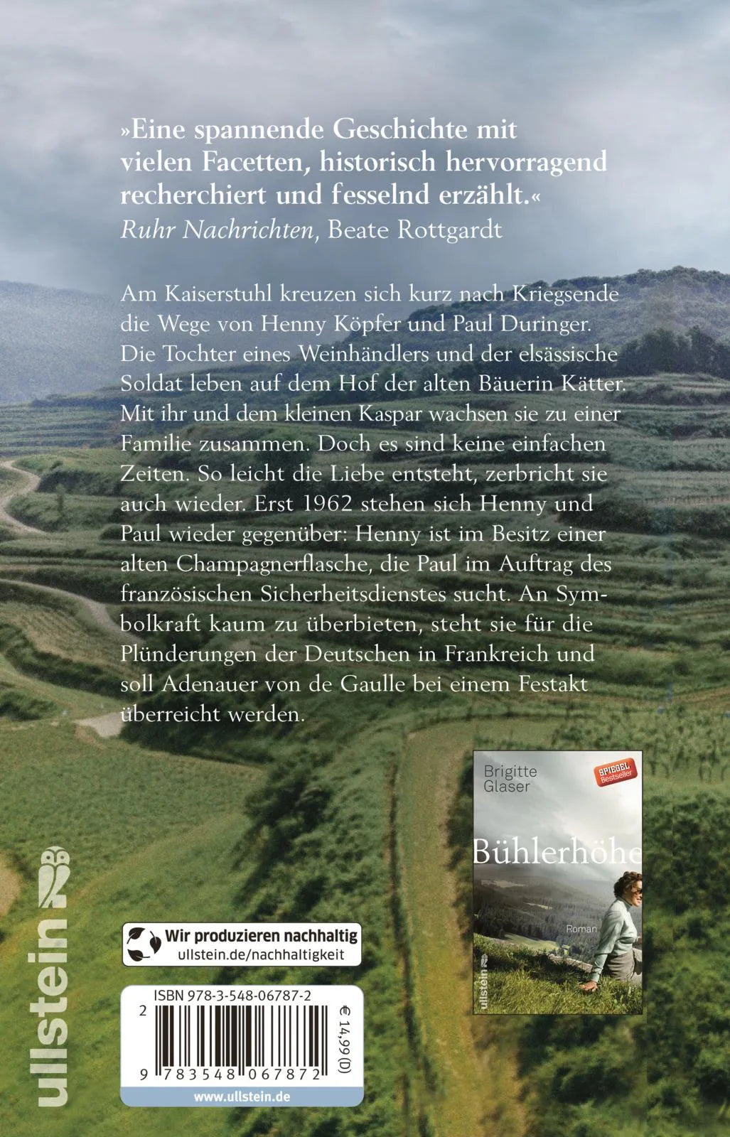 Buchrückseite von 'Kaiserstuhl' mit Klappentext - Taschenbuch