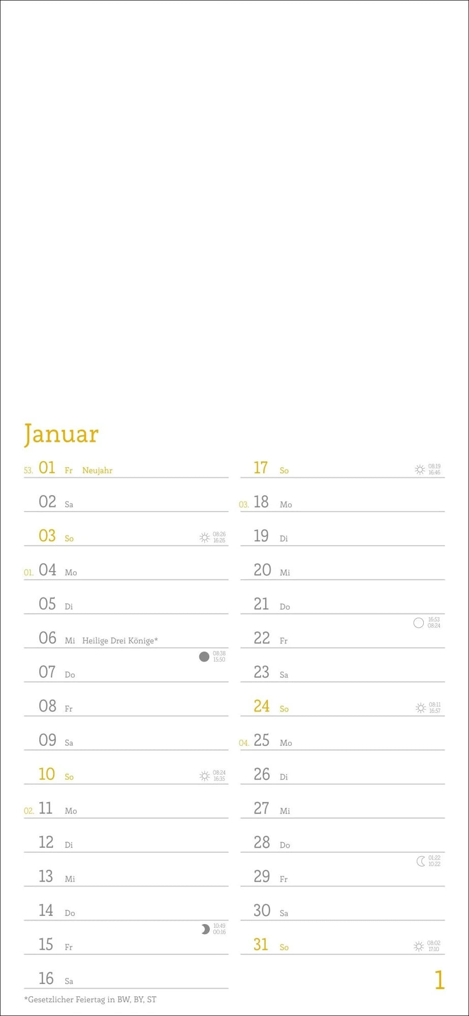 Kalender zum Selbstgestalten 2027 – Ansicht