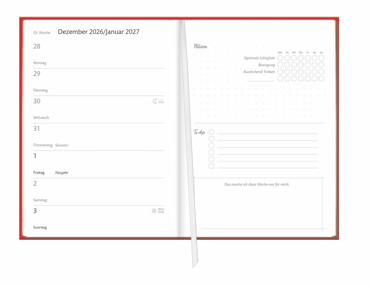 Kalenderbuch A6 koralle 2027 – Ansicht