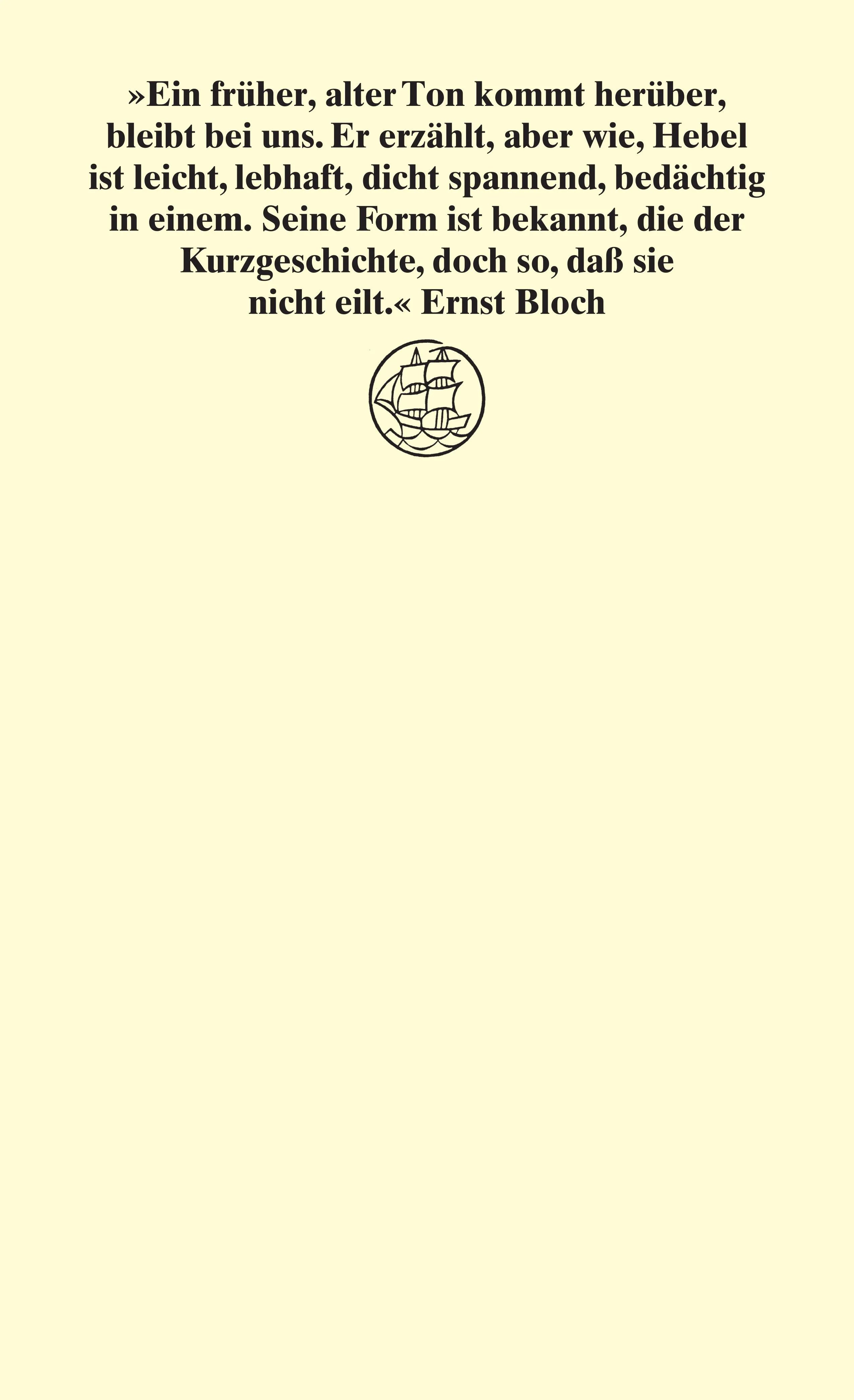Buchrückseite von 'Kalendergeschichten' mit Klappentext - Taschenbuch