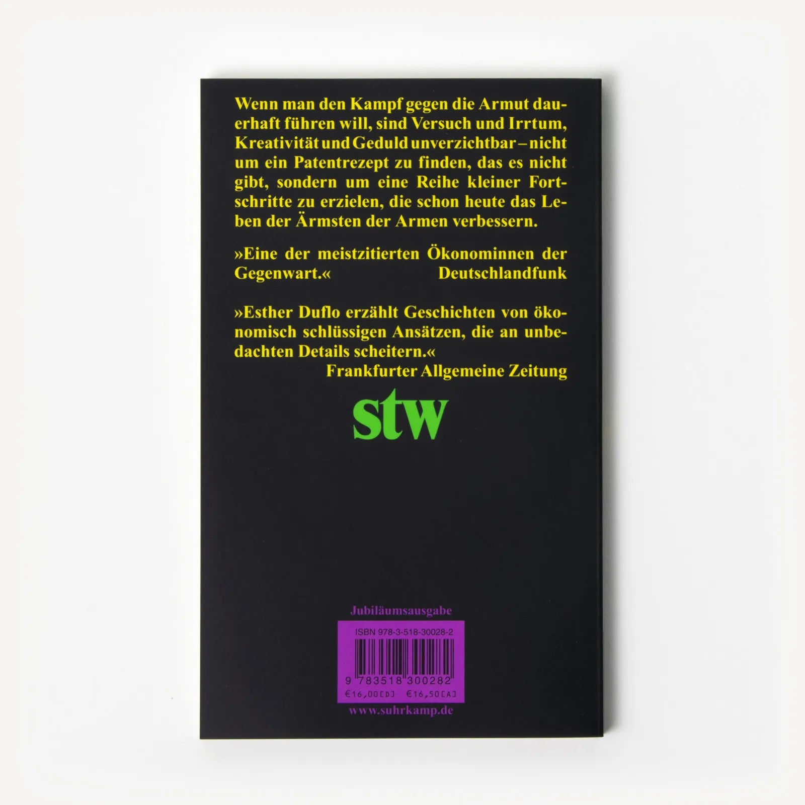 Buchrückseite von 'Kampf gegen die Armut' mit Klappentext - Taschenbuch