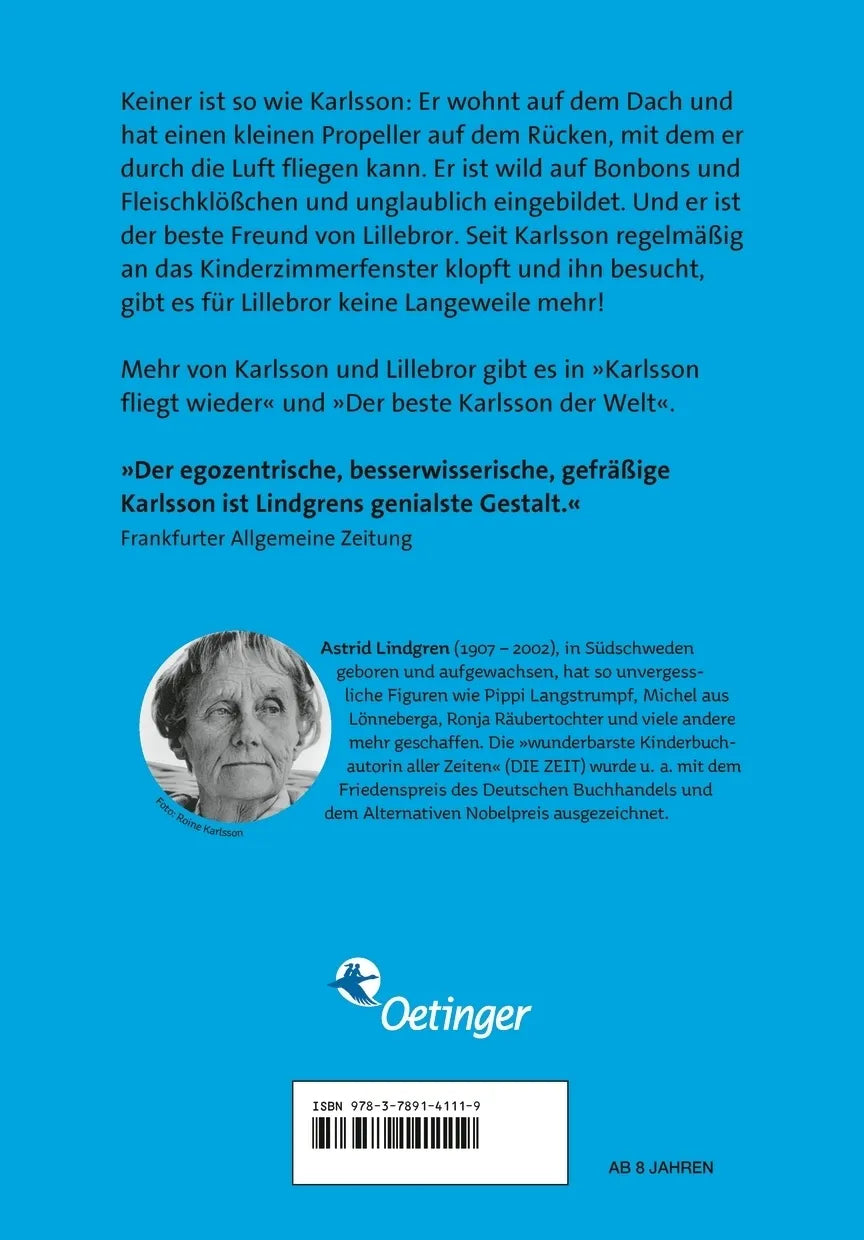 Buchrückseite von 'Karlsson vom Dach 1' mit Klappentext - Gebundene Ausgabe
