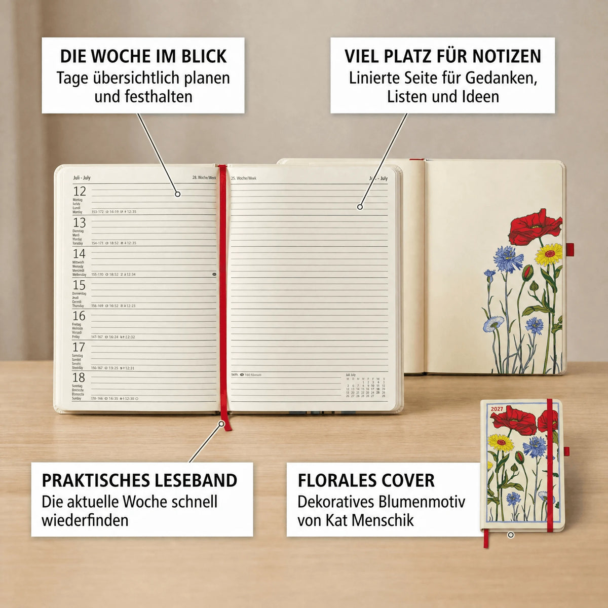 Kat Menschik - Notizkalender - Poppy 2027 – Ansicht