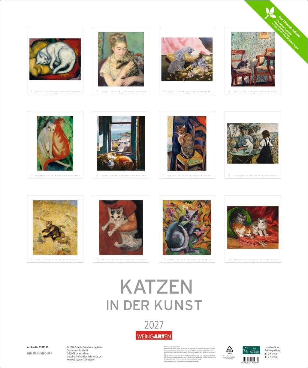 Katzen in der Kunst Edition Kalender 2027 – Ansicht