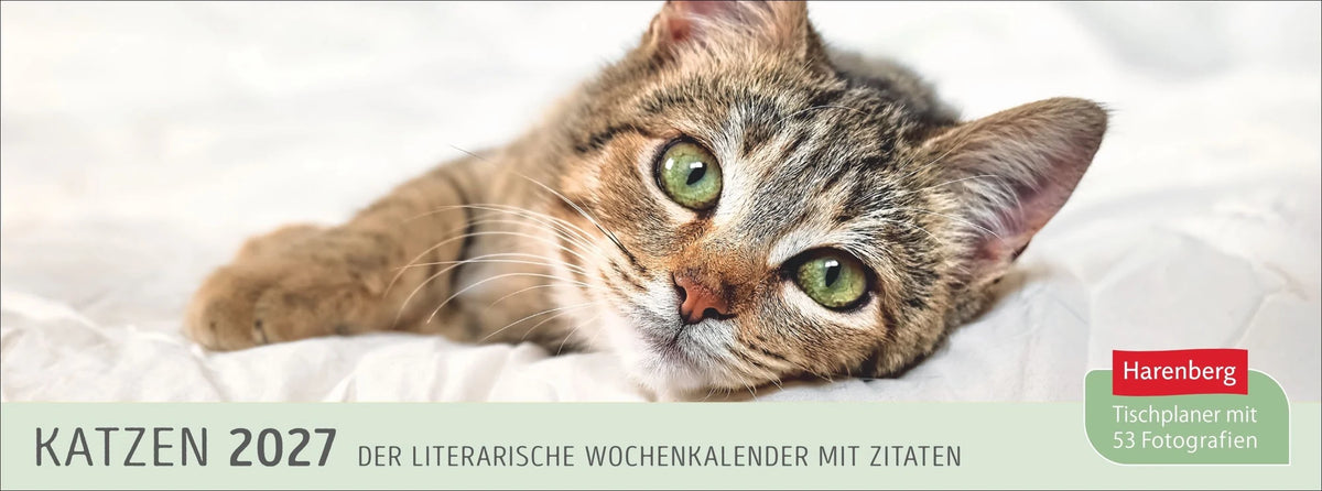Taschenkalender: Katzen Premium-Tischplaner 2027 - Der literarische Wochenkalender mit Zitaten